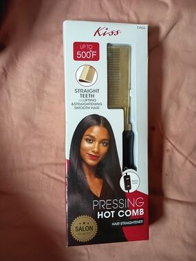 Kiss Pressing Hot Comb - Gold and Black Hair Straightener